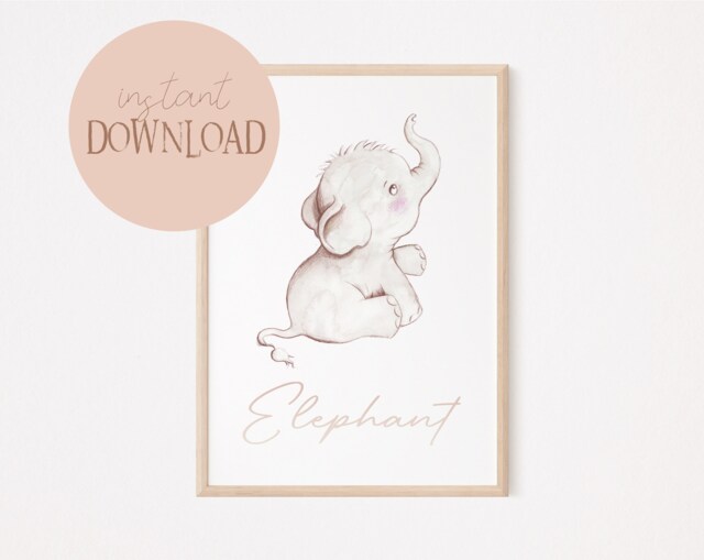 Eddie Elephant Poster I Poster, Elephant Mural, Wall Art, Decoration, Baby Room Elephant, Children's - image 1
