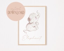 Eddie Elephant Poster I Poster, Elephant Mural, Wall Art, Decoration, Baby Room Elephant, Children's - thumbnail 1