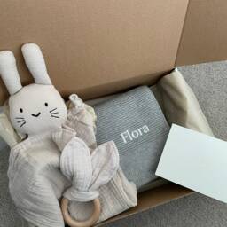 Personalised - Organic Cotton Bunny Cuddle Blanket New Born Toy Dou Newborn Gift Baby Shower - thumbnail 4