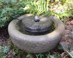 stone Garden Mini Millstone Solar Water Fountain Feature Rockery Bowl