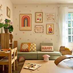 You Are Magic Wall Banner, Kids Bedroom Decor, Organic Cotton Hanging, Pink Orange Green Nursery Art, Room Decor - thumbnail 2