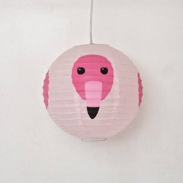 Pink Flamingo Lantern Hand Painted On Rice Paper Japanese Interior Decoration Flamingo Lamp Children's Room & Baby Nursery - image 1