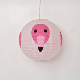 Pink Flamingo Lantern Hand Painted On Rice Paper Japanese Interior Decoration Flamingo Lamp Children's Room & Baby Nursery - thumbnail 1