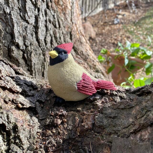 Handcrafted Female Cardinal Cement Figurine - image 1