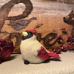 Handcrafted Female Cardinal Cement Figurine - thumbnail 3