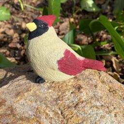 Handcrafted Female Cardinal Cement Figurine - thumbnail 4