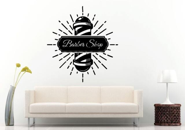 Barber Shop Swirl Shining Star Logo Sign Emblem Window Wall Decal Vinyl Sticker Mural Room Decor L1296 - image 1