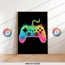 Neon Gamer Print Poster - Set Of 3 Gaming Prints - Game Bedroom Decor Gift For Gamers Room Console Video Wall Art - thumbnail 3