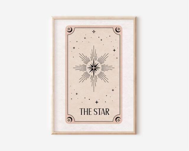 The Star Tarot Print - Boho Wall Art, Celestial Prints, Mystical Neutral Decor, Astrology Posters, Card, Horoscopes - image 1