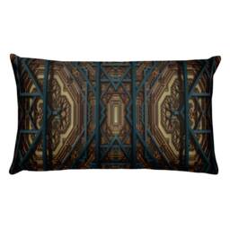 "Teal Fractal Throw Pillow Geometric Print Decor - 20"" X 12" - thumbnail 4