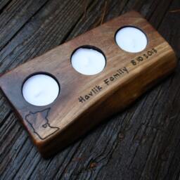 Personalized Rustic Wood Tealight Holder - 5Th Anniversary Gift - thumbnail 3