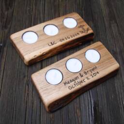 Personalized Rustic Wood Tealight Holder - 5Th Anniversary Gift - thumbnail 4