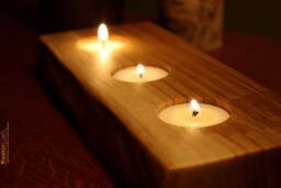 Personalized Rustic Wood Tealight Holder - 5Th Anniversary Gift - thumbnail 1