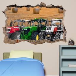 Field Hay Stacks Powerful Modern Tractors Wall Art Sticker Decal Mural Poster Decor 1005 - thumbnail 2