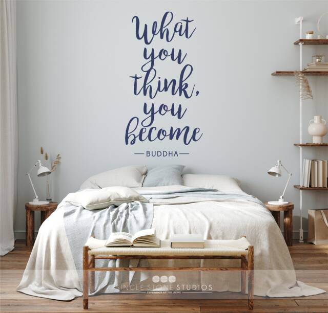 What You Think Become - Buddha Quote Vinyl Wall Decal Words Custom Home Decor - image 1