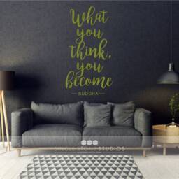 What You Think Become - Buddha Quote Vinyl Wall Decal Words Custom Home Decor - thumbnail 3