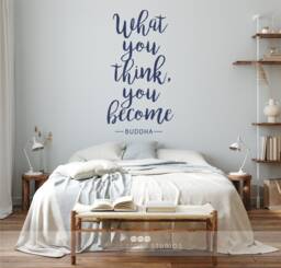 What You Think Become - Buddha Quote Vinyl Wall Decal Words Custom Home Decor - thumbnail 1