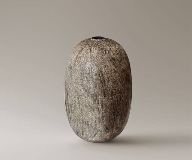 Earth Tones Stoneware Vase Hand-Built Wabi Sabi Sculpture Japandi Minimal Home Accent Decor - image 1