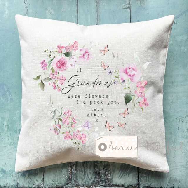 Personalised If Grandmas Mums Nannas Aunties Moms Mams Were Flowers Quote Lilac Lavender Floral Design Home Linen Style Cushion Cover - image 1