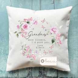 Personalised If Grandmas Mums Nannas Aunties Moms Mams Were Flowers Quote Lilac Lavender Floral Design Home Linen Style Cushion Cover