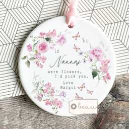 Personalised If Grandmas Mums Nannas Aunties Moms Mams Were Flowers Quote Lilac Lavender Floral Design Home Linen Style Cushion Cover - thumbnail 2