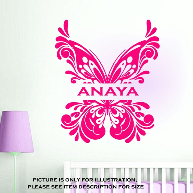 Custom Name Monogram Huge Butterfly Nursery Girls Bedroom Vinyl Stickers Wall Art Decal Jrd3 - image 1