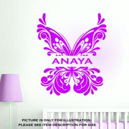Custom Name Monogram Huge Butterfly Nursery Girls Bedroom Vinyl Stickers Wall Art Decal Jrd3 - thumbnail 3