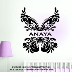 Custom Name Monogram Huge Butterfly Nursery Girls Bedroom Vinyl Stickers Wall Art Decal Jrd3 - thumbnail 2
