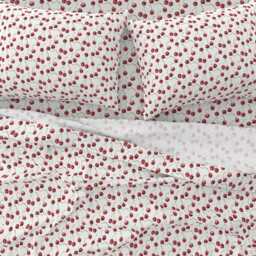 Cherry Print Sheet Set - Watercolor Fruit Bedding, Cotton Sateen - thumbnail 3