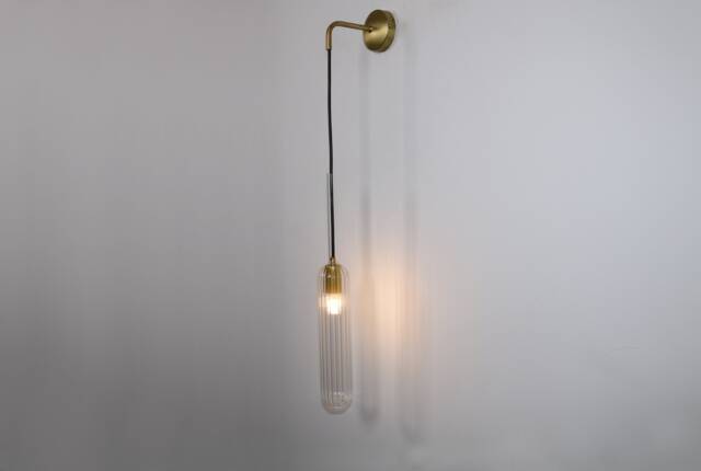 Wall Sconce With Prism Glass, Bathroom Light, Mid-Century Modern, Brass Vanity Fixture, Lighting - image 1
