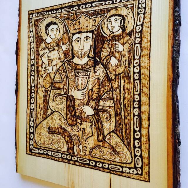 Roger Ii Woodburned Art Norman King, Capella Palatina Palermo - image 1