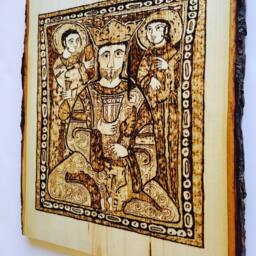 Roger Ii Woodburned Art Norman King, Capella Palatina Palermo - thumbnail 1