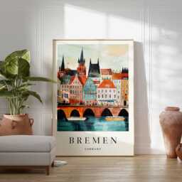 Bremen Germany Travel Poster European City Wall Art - thumbnail 2