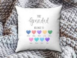 This Grandad Belongs To, Personalised Cushion, Present, Fathers Day Gift For Grandad, From Grandchildren, Thumbprints, Cushion