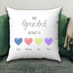 This Grandad Belongs To, Personalised Cushion, Present, Fathers Day Gift For Grandad, From Grandchildren, Thumbprints, Cushion - thumbnail 3