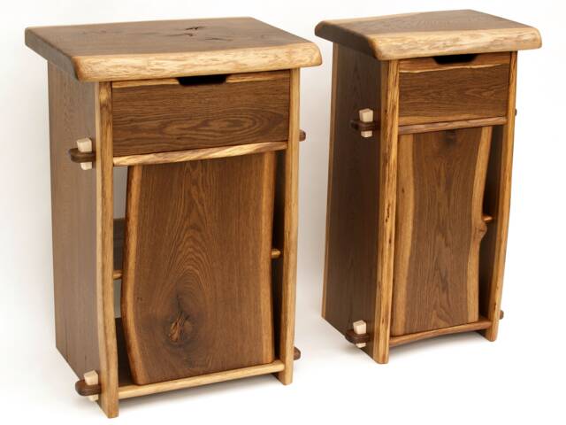Live Edge Nightstand Pair, Sideboard, Bedside, Side Table, Waney Edge, Natural Fumed Oak - image 1