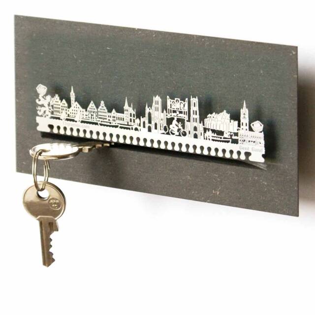 Ghent Skyline Key Rack - Stainless Steel Souvenir Holder - image 1