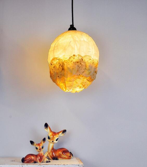Handmade Paper Pendant Light Golden Romantic Bedroom Lamp - image 1