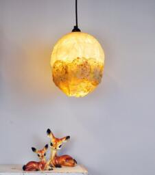 Handmade Paper Pendant Light Golden Romantic Bedroom Lamp - thumbnail 1