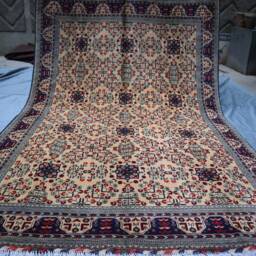 Yellow Bukhara Rug, 7x10 Afghan Fine Quality Hand Knotted Organic Dyes Wool Area Turkmen Tribal Oriental 200x300 cm Large Carpet - thumbnail 4