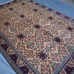 Yellow Bukhara Rug, 7x10 Afghan Fine Quality Hand Knotted Organic Dyes Wool Area Turkmen Tribal Oriental 200x300 cm Large Carpet - thumbnail 3