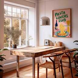 Pasta Lovers Club Poster, Fun Italian Food Wall Art, Spaghetti & Wine Print, Playful Kitchen Decor, Retro Dining Room Illustration - thumbnail 2