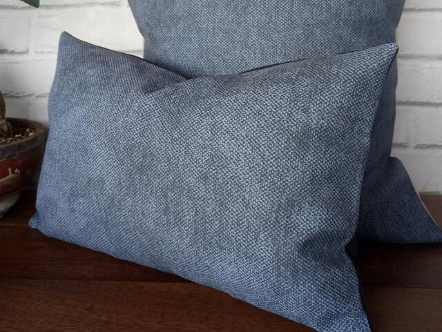 Denim Print Faux Leather Pillow Cover Scandinavian Decor - 10x16'' - image 1