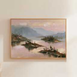 Pine Lake Poster, Mountain Landscape Print, Nature Wall Art, Paper