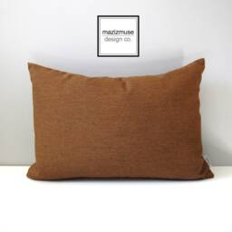 Teak Sunbrella?? Outdoor Pillow Cover in Cognac Brown For Mid Century Modern Seating Or Patio Chairs, Masculine Cushion Covers By Mazizmuse - thumbnail 3