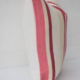 Laura Ashley Awning Stripe Cranberry Cushion Handmade With Zip Fastening 16 - thumbnail 3