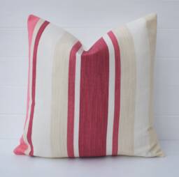 Laura Ashley Awning Stripe Cranberry Cushion Handmade With Zip Fastening 16 - thumbnail 1