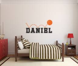 Personalized Basketball Name Wall Decal Sports Nursery Decor Ww199 - thumbnail 1