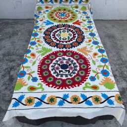 Artisan-Made Suzani Quilt - Hand-Embroidered Cotton, Colorful Boho Textile, Ethnic Bedding Or Sofa Throw - thumbnail 2