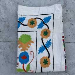 Artisan-Made Suzani Quilt - Hand-Embroidered Cotton, Colorful Boho Textile, Ethnic Bedding Or Sofa Throw - thumbnail 4